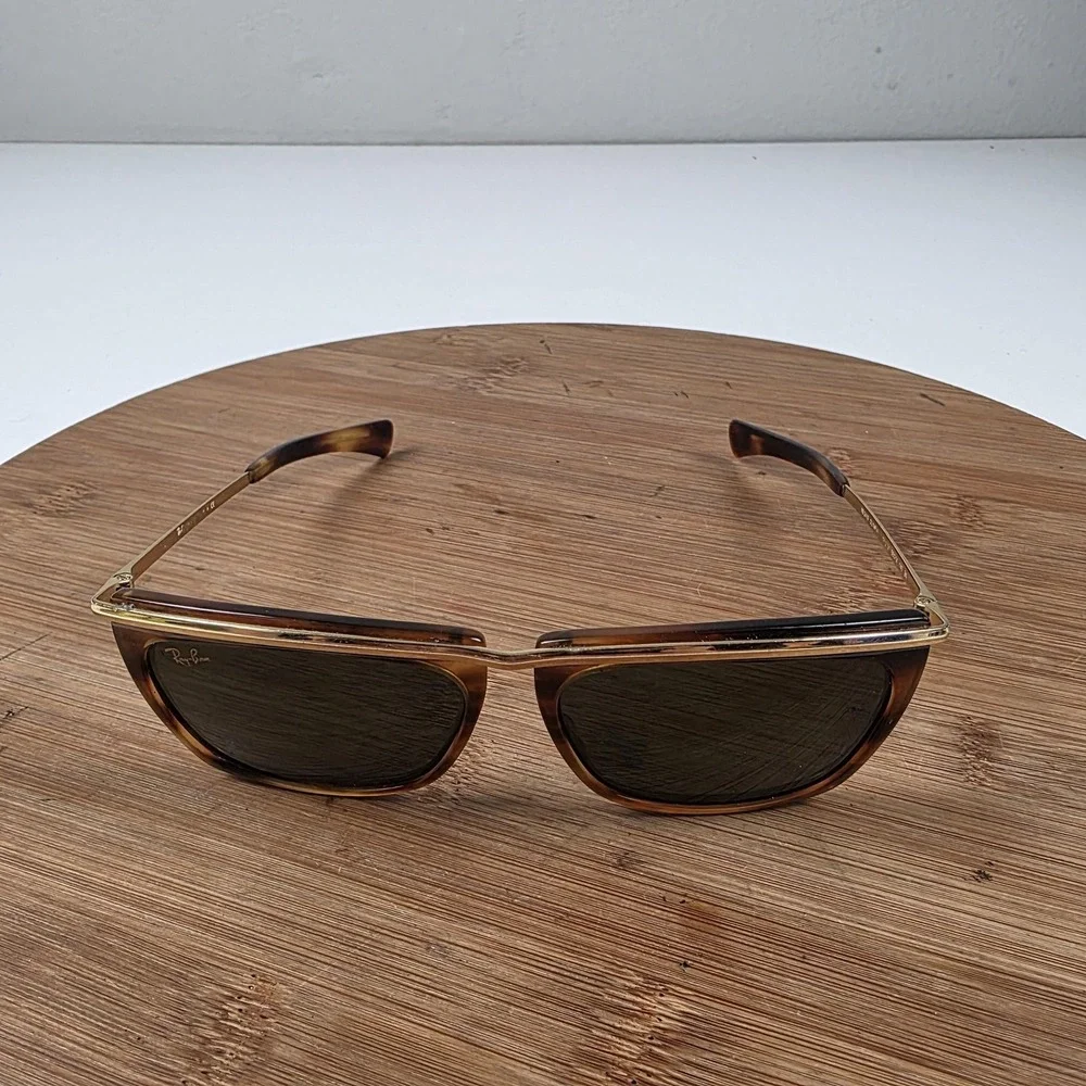 Ray-Ban RB 2419 Olympia Sunglasses Mens 56-14-140 Brown Green Tinted Square